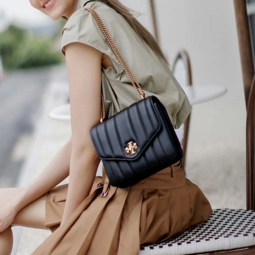 NWT Tory Burch KIRA Quilted Leather Square Crossbody In Black $498